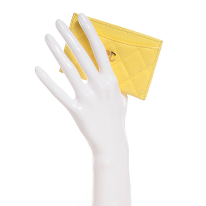 Chanel Lambskin Quilted Card Holder Yellow 2 of 8