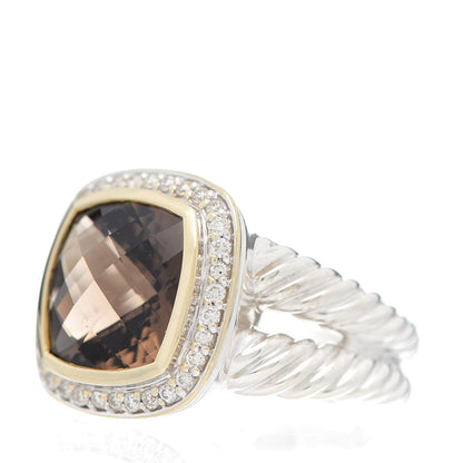 David Yurman Sterling Silver 18K Yellow Gold Diamond Smoky Quartz 11mm Albion Ring 54 7 3 of 5