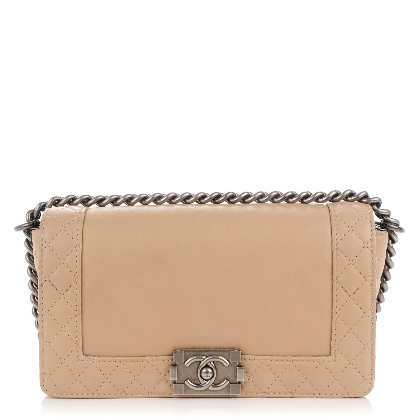 Calfskin Medium Boy Reverso Flap Beige Clair
