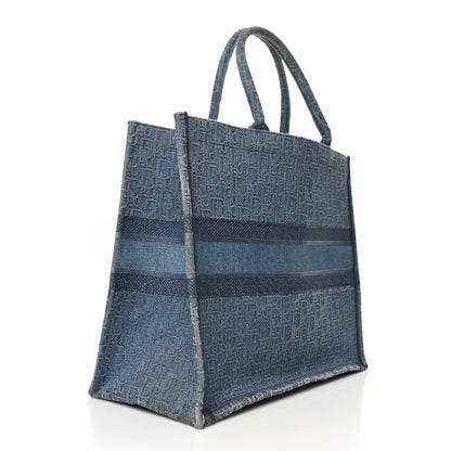 Christian Dior Oblique Denim Book Tote Denim Blue 3 of 7