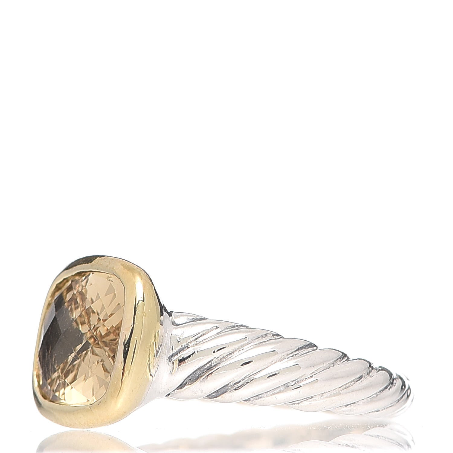 David Yurman Sterling Silver 18K Yellow Gold Smoky Quartz 10mm Noblesse Ring 49 5 3 of 5