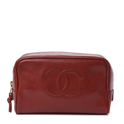 Chanel Caviar Timeless CC Cosmetic Pouch Bag Red 1 of 9