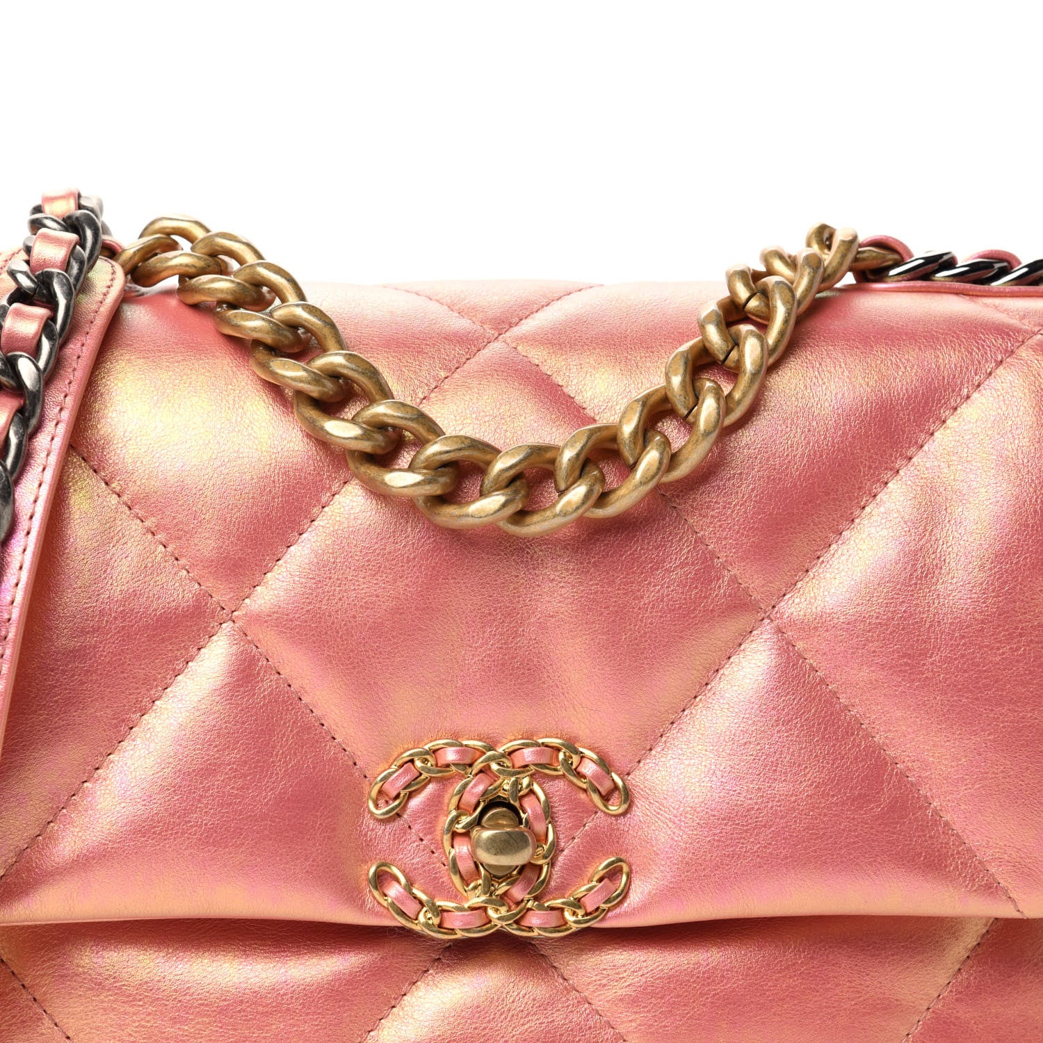 Chanel Iridescent Calfskin Quilted Medium 19 Flap Pink 10 of 10
