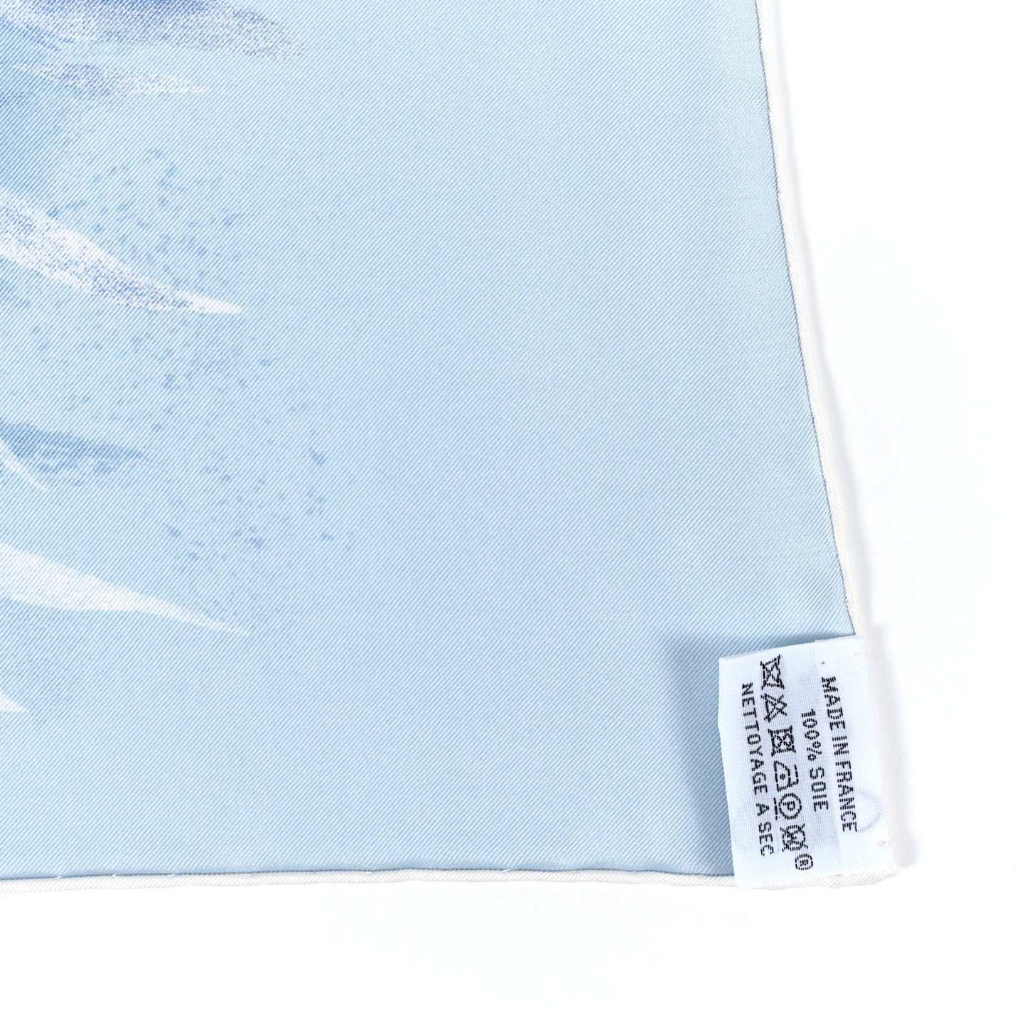 Silk Panthera Pardus Scarf 140 Bleu Ciel Marine White