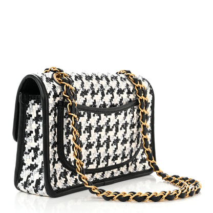 Chanel Metallic Lambskin Viscose Woven Flap Silver Black 2 of 11