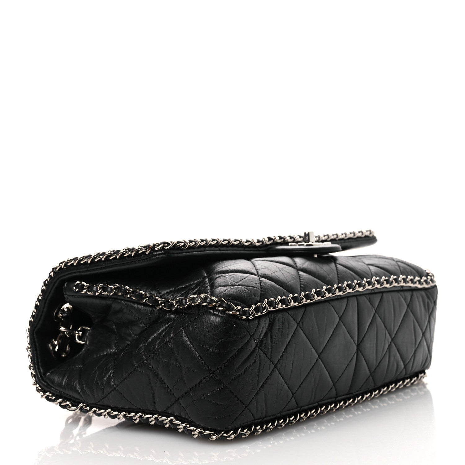 Chanel Crumpled Calfskin Quilted Large Chain Around Flap Black 4 of 15