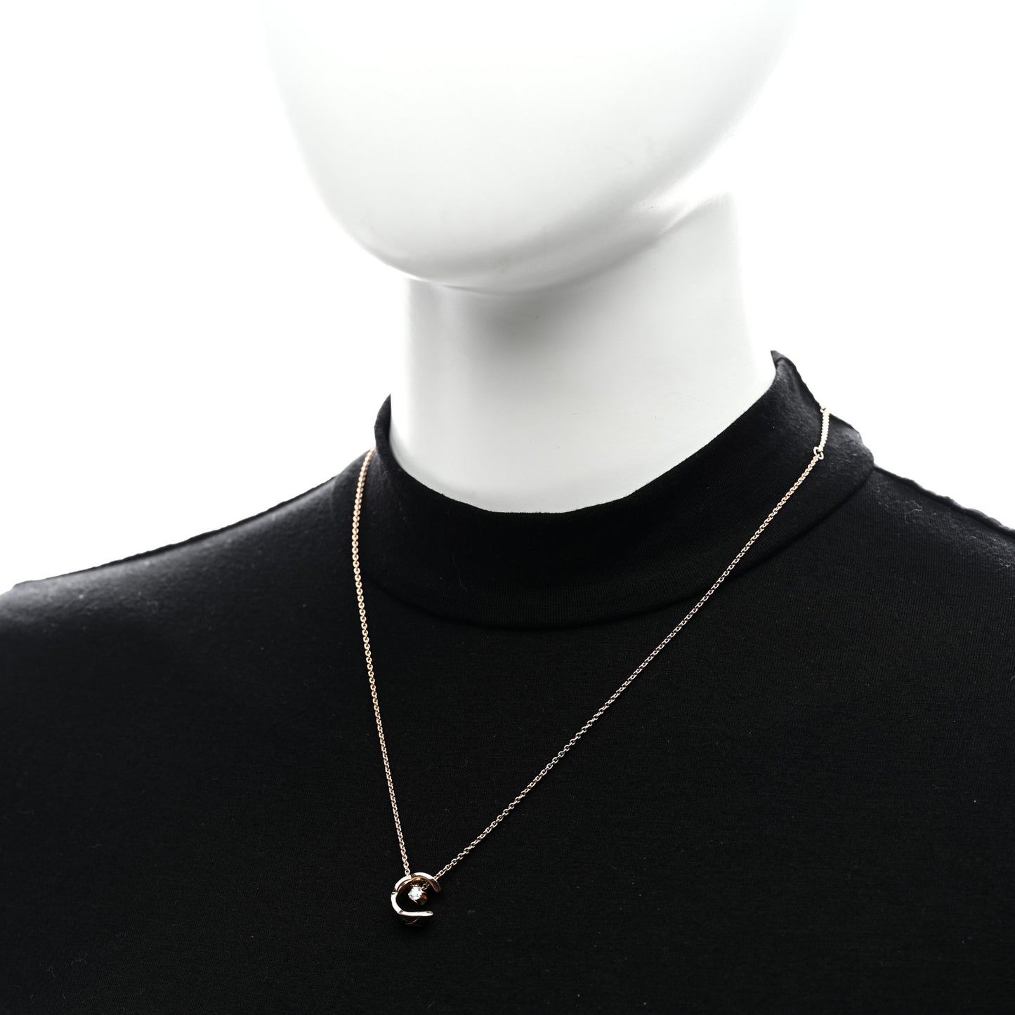 18K Beige Gold Diamond Coco Crush C Necklace