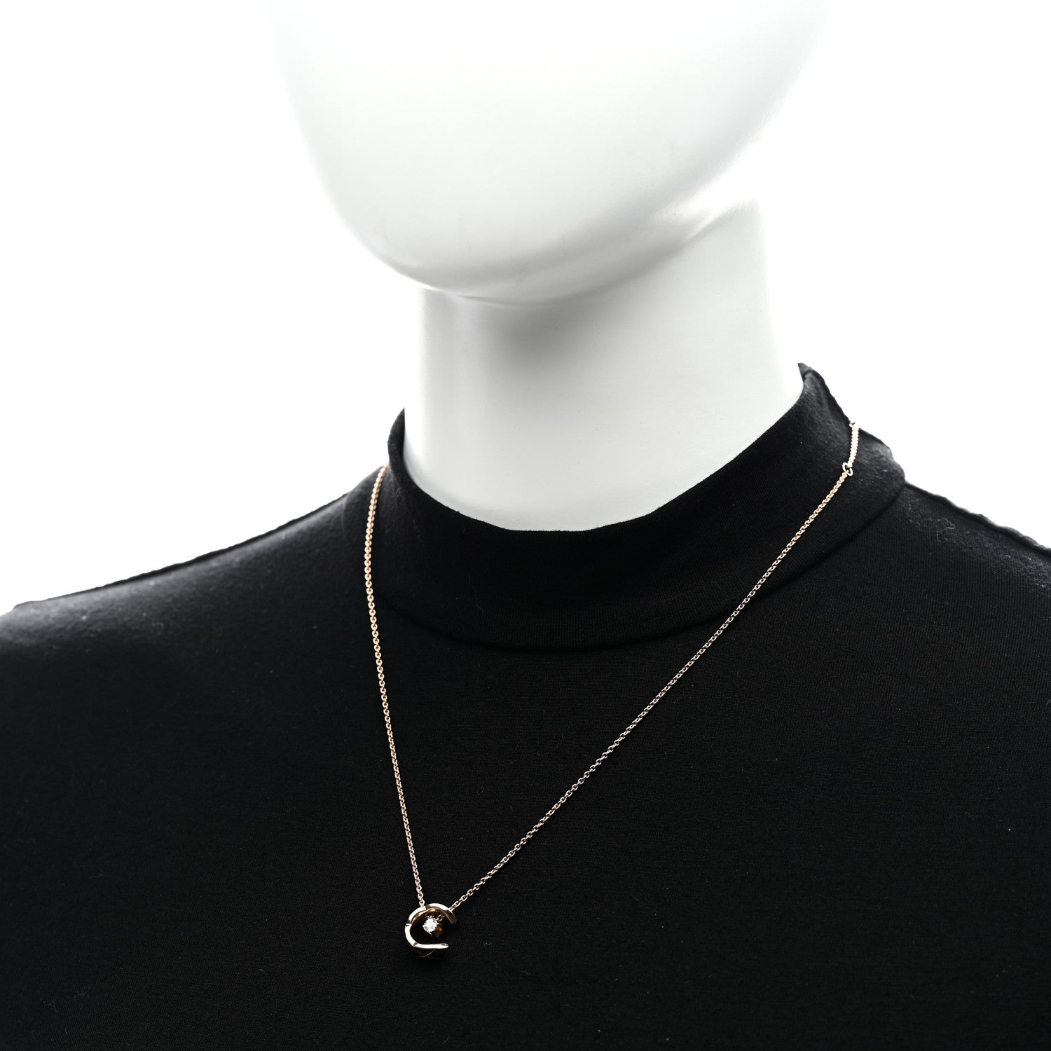 Chanel 18K Beige Gold Diamond Coco Crush C Necklace 2 of 6
