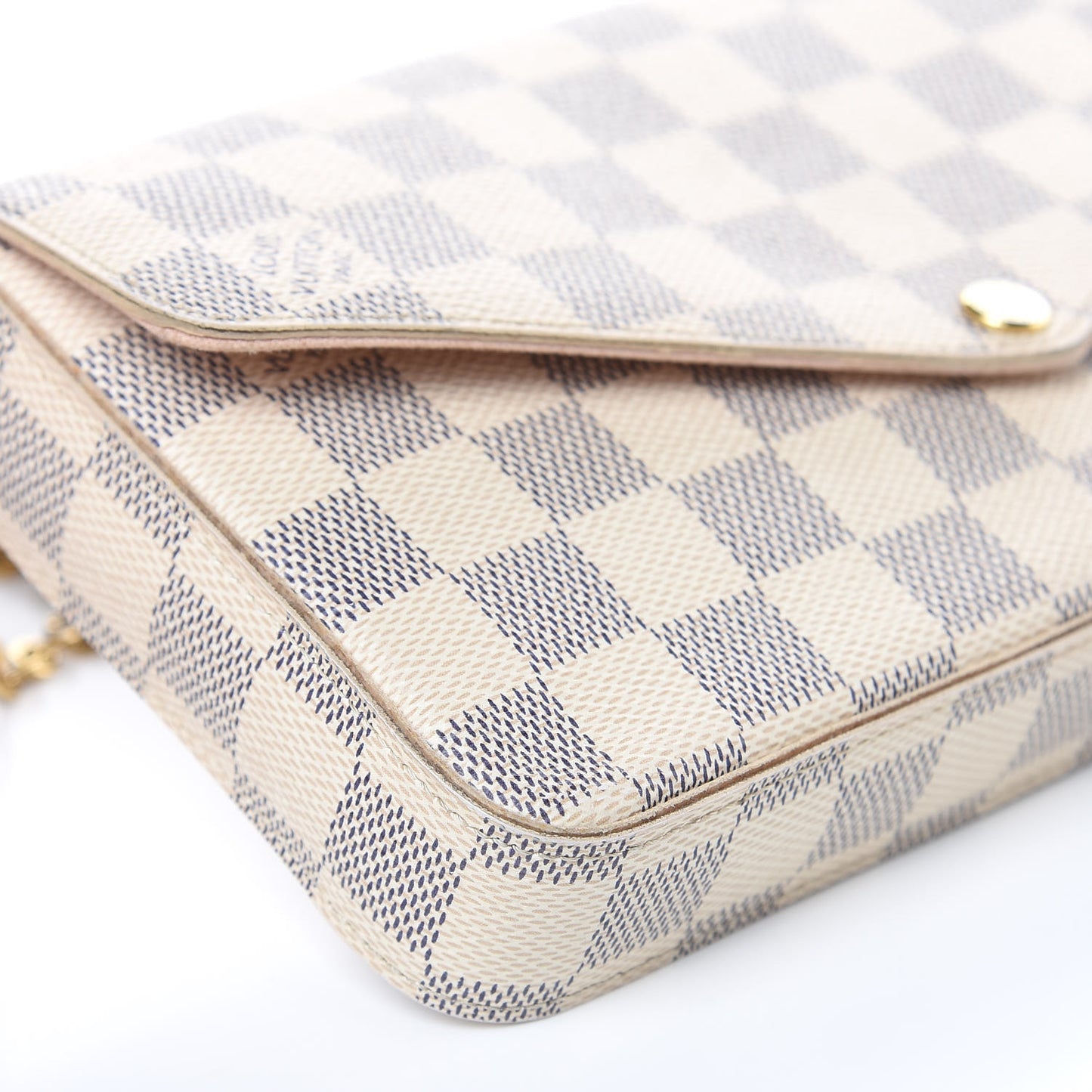 Damier Azur Pochette Felicie Chain Wallet Rose Ballerine