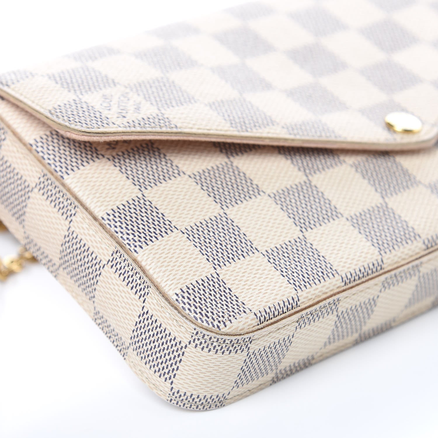 Louis Vuitton Damier Azur Pochette Felicie Chain Wallet Rose Ballerine 8 of 16
