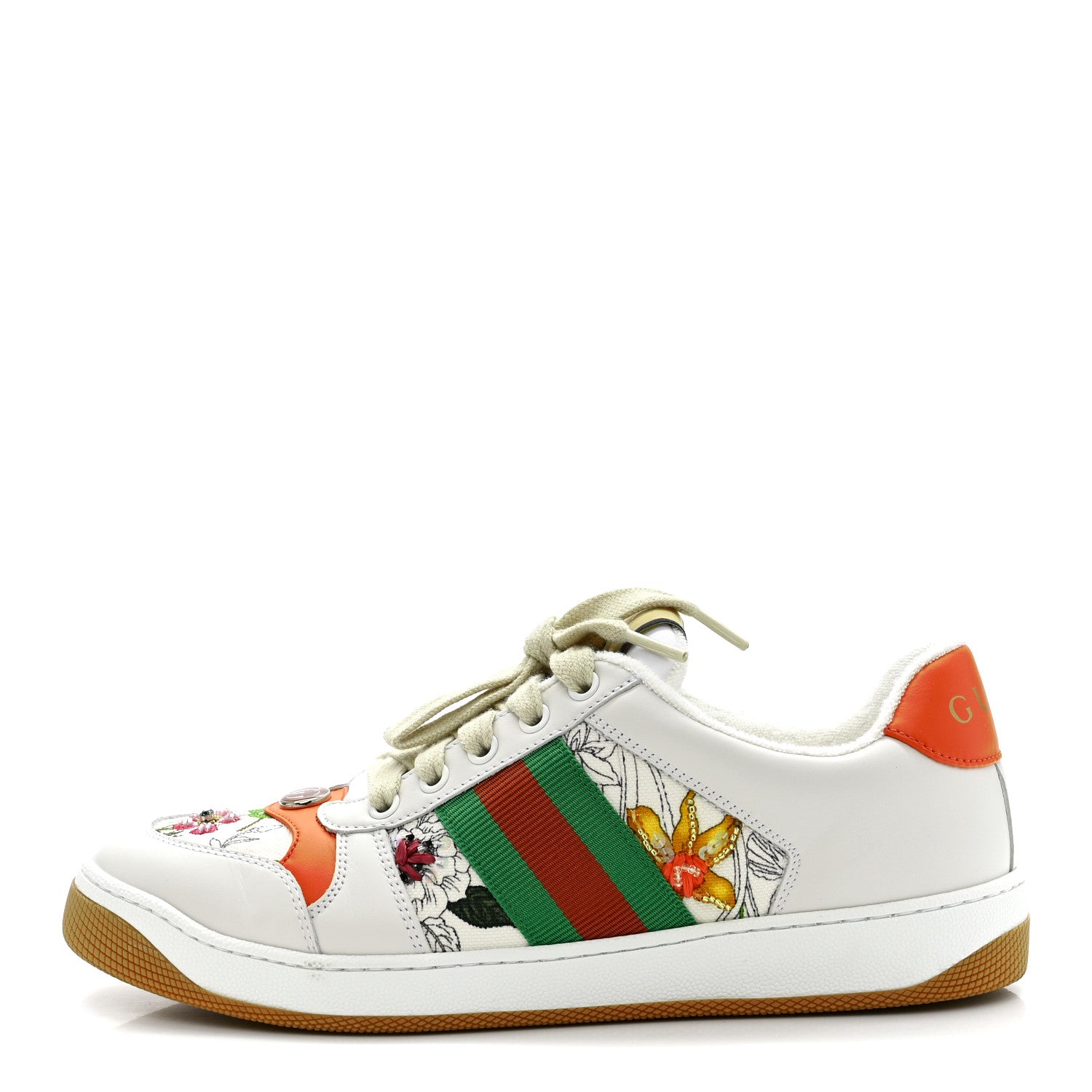 Gucci Sepang Flora Faded Canvas Web Womens Screener Sneakers 38.5 White 1 of 10