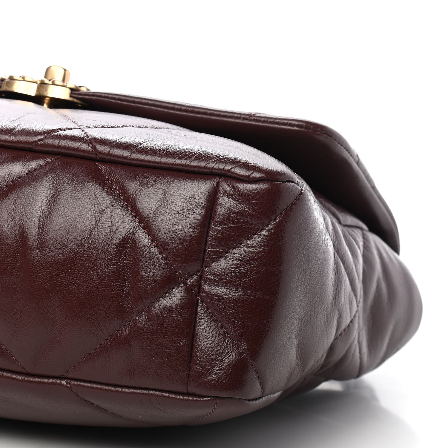 Chanel Shiny Goatskin Quilted Large Chanel 19 Flap Brown 9 of 9