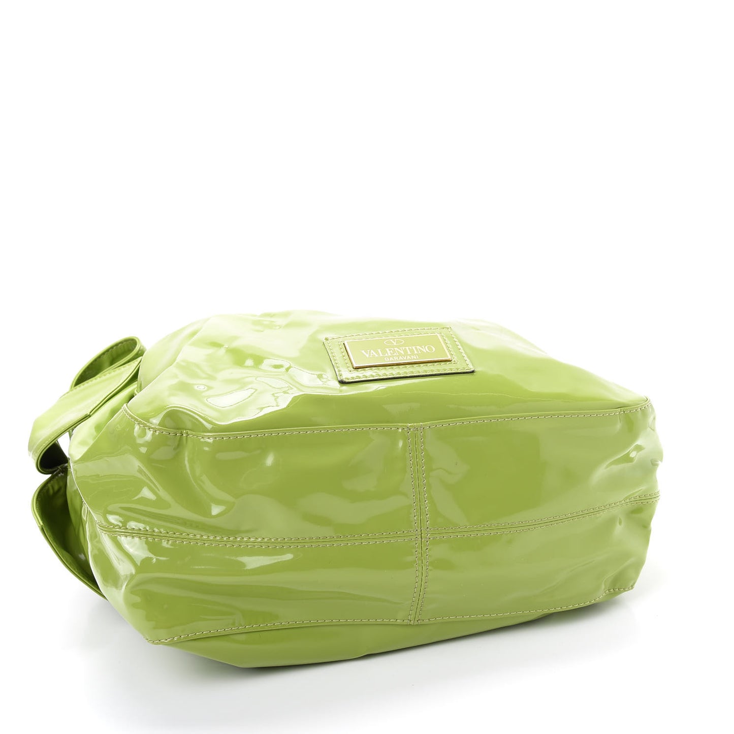 Patent Lacca Small Nuage Bow Hobo Green