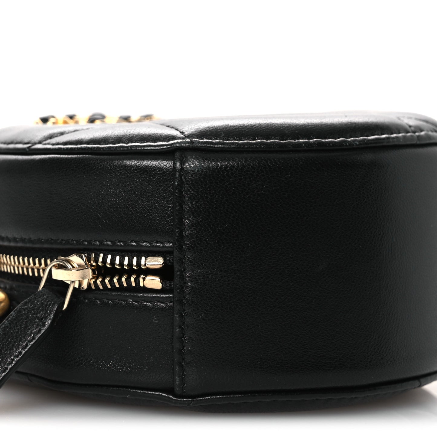 Lambskin Quilted Chanel 19 Round Clutch With Chain Black