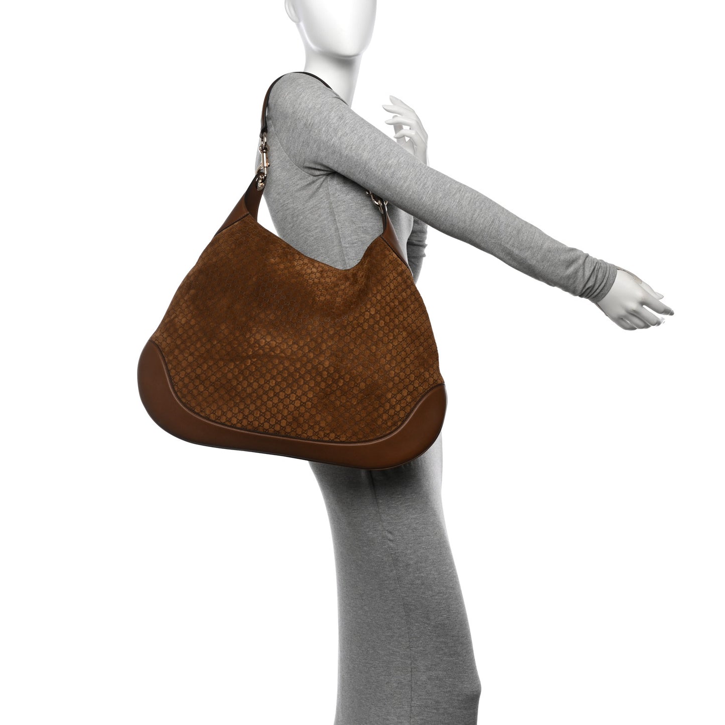 GG Suede B Large Shoulder Bag Brown