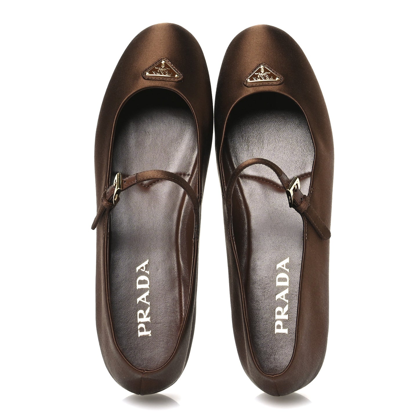 Satin Triangle Ballerina Flats 40 Tabacco