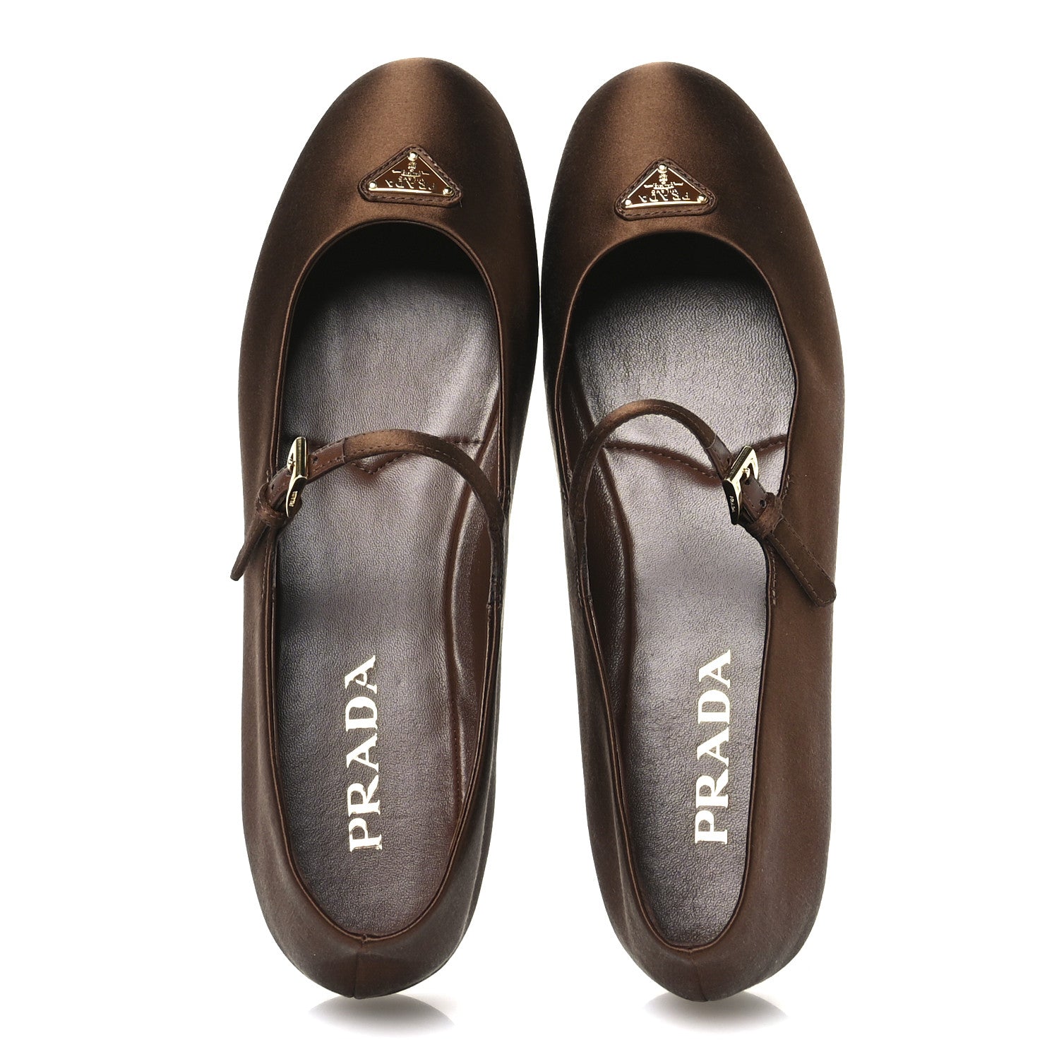 Prada Satin Triangle Ballerina Flats 40 Tabacco 2 of 10