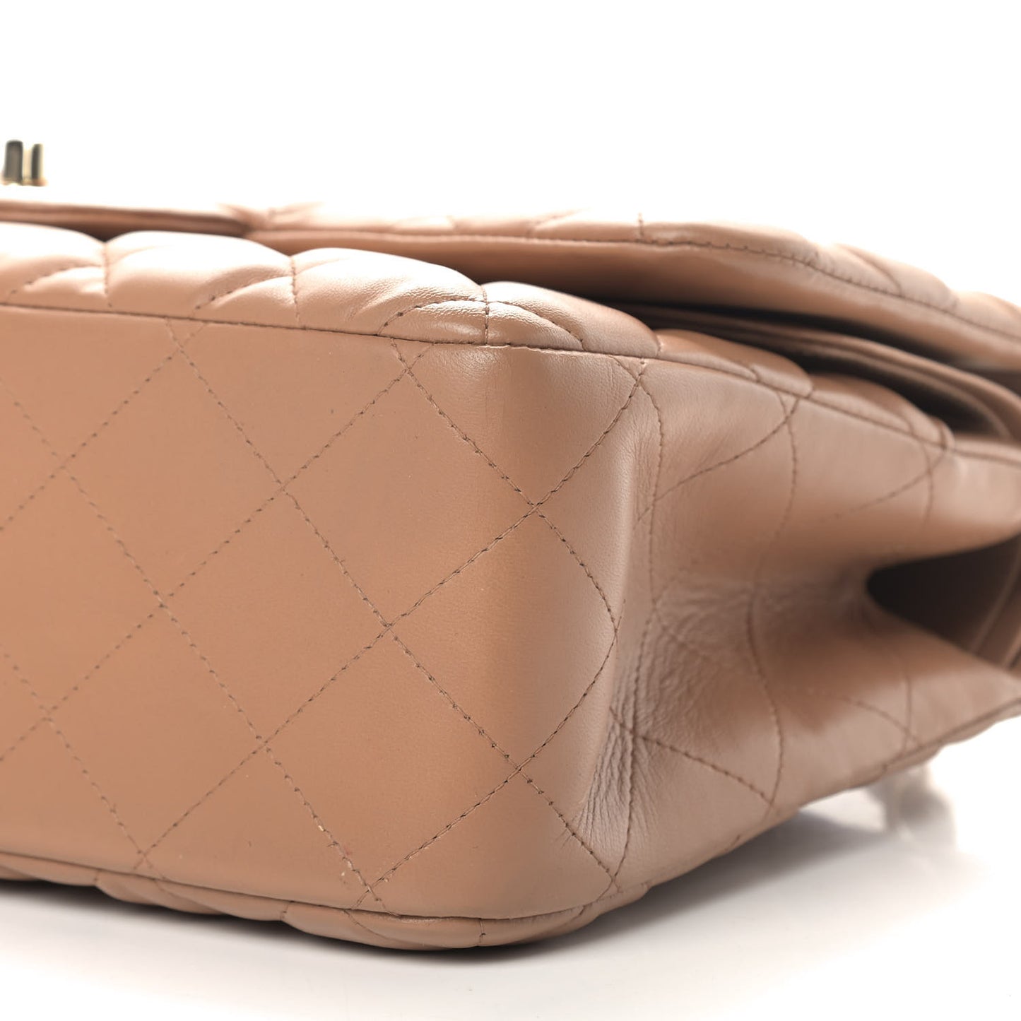 Lambskin Quilted Jumbo Double Flap Brown