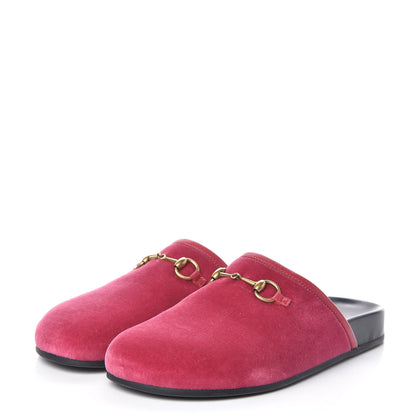 Gucci Softy Velvet Malaga Kid Womens Horsebit River Slippers 37 Light Raspberry Rose 3 of 10
