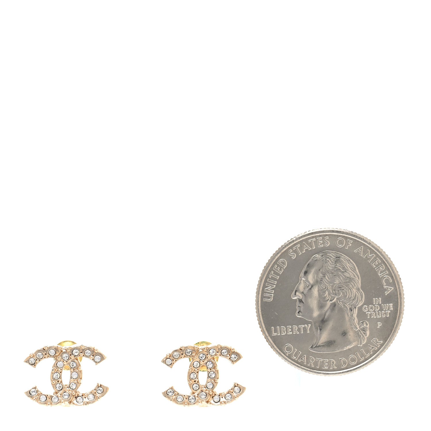 Chanel Crystal CC Earrings Gold 2 of 4