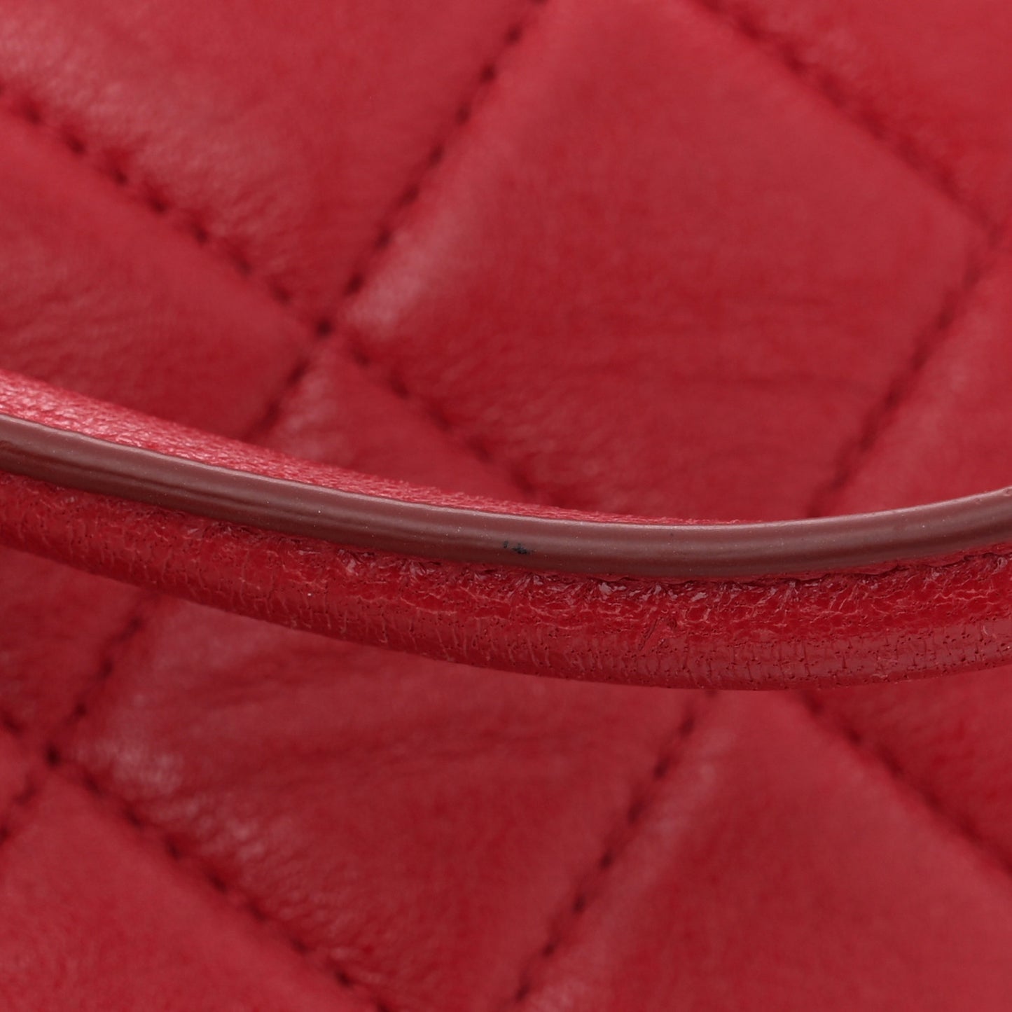 Shiny Sheepskin Quilted Medium Shopping Tote Red