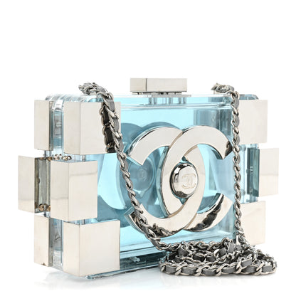 Chanel Plexiglass Boy Brick Lego Clutch Blue Silver 3 of 13
