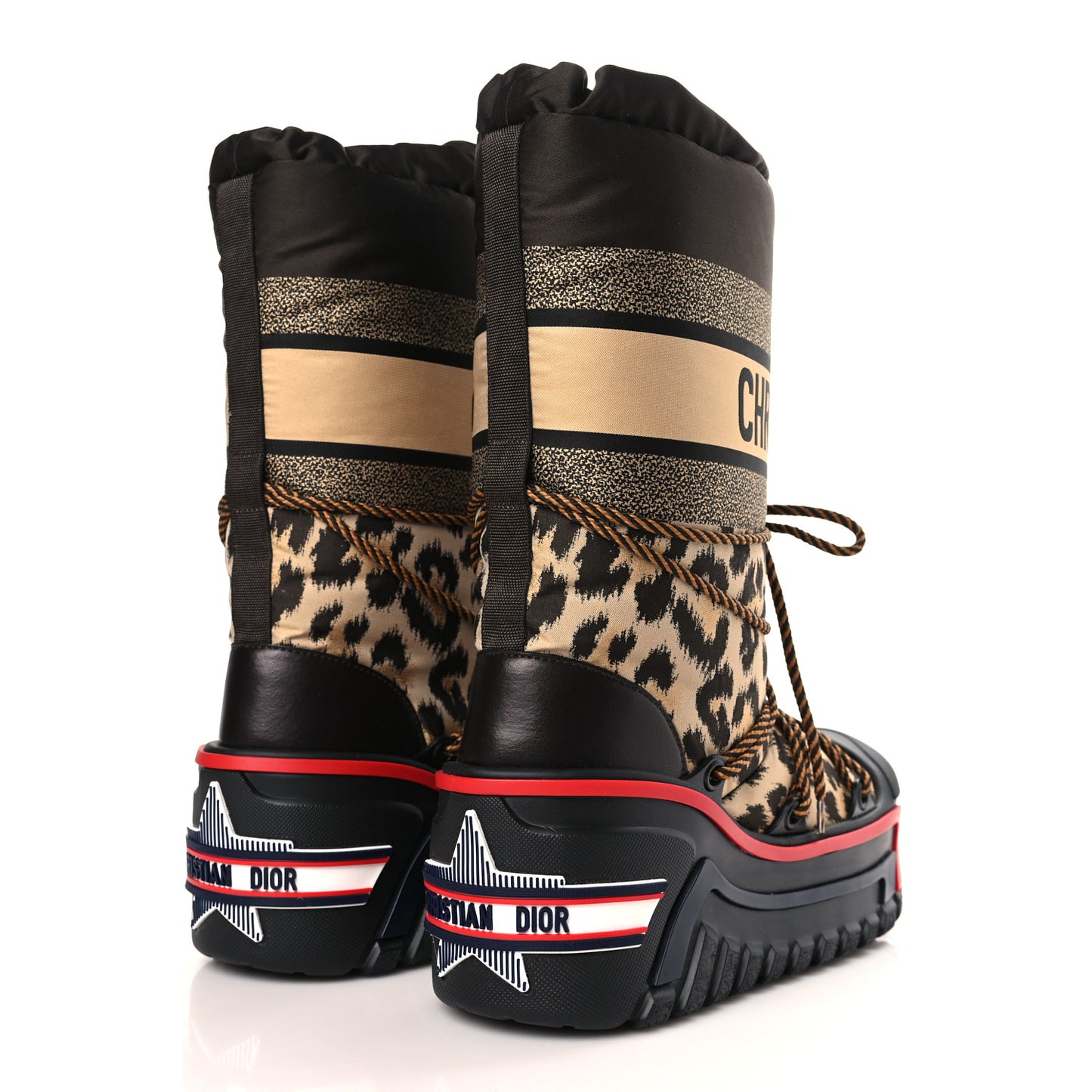 Oblique Leopard Nylon DiorAlps Boot 37 Beige