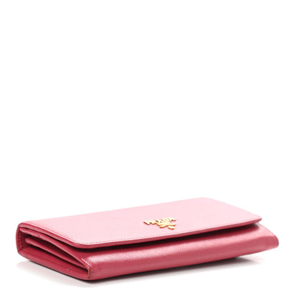 Prada Saffiano Metal Flap Wallet Peonia 4 of 12