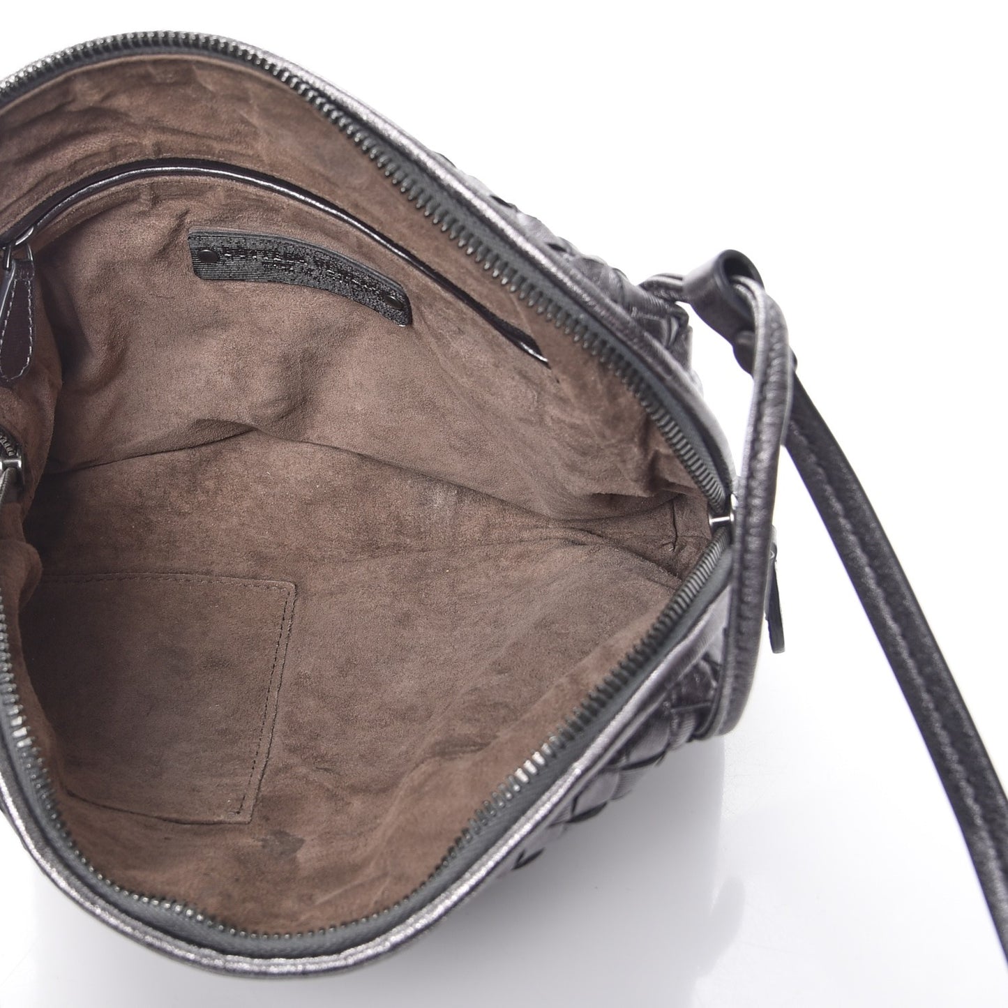 Metallic Nappa Intrecciato Pillow Crossbody Messenger Dark Grey