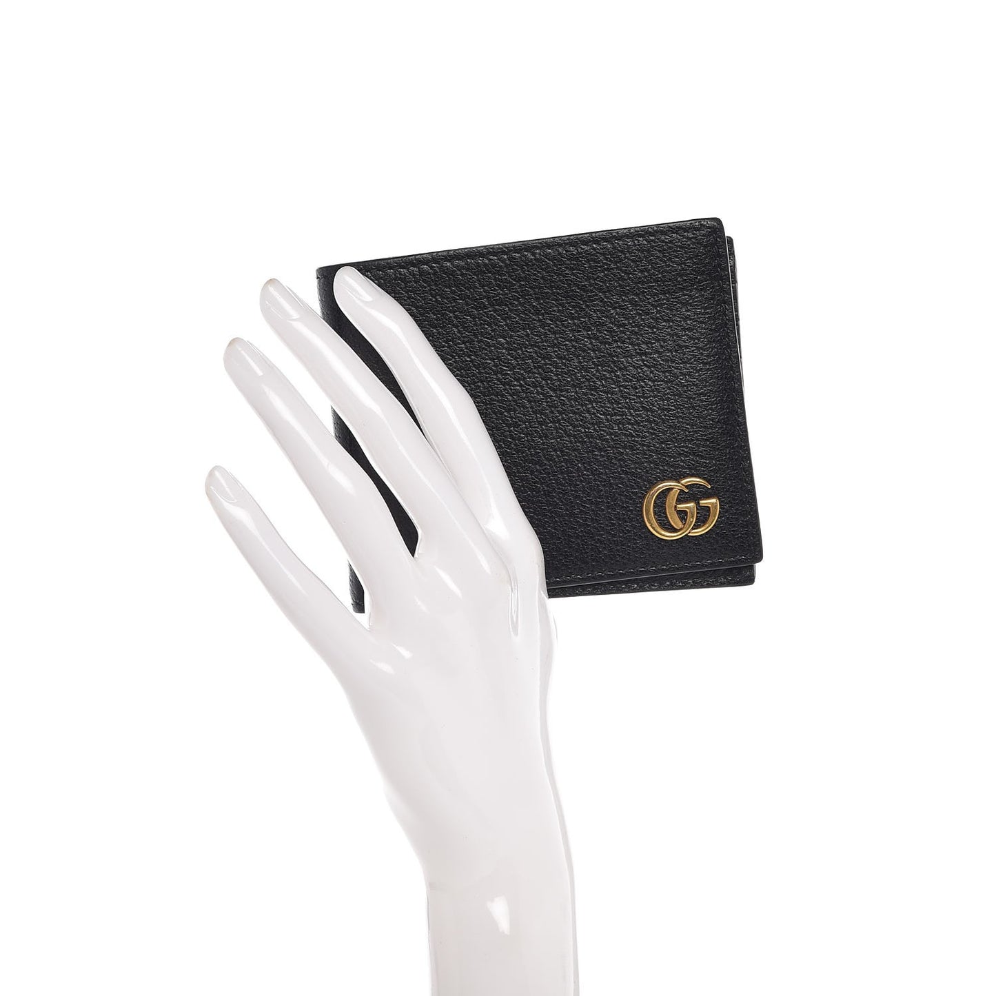 Calfskin Boar Effect GG Marmont Bi-Fold Wallet Black