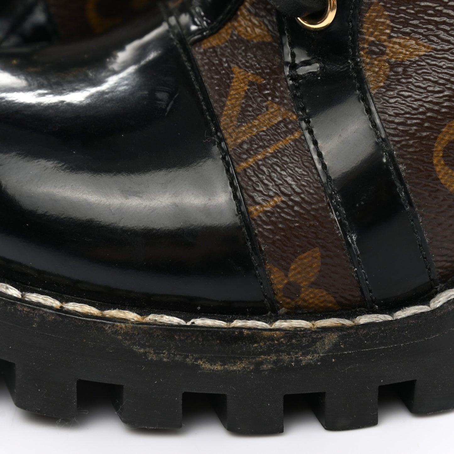 Patent Calfskin Monogram Star Trail Ankle Boots 36.5 Black