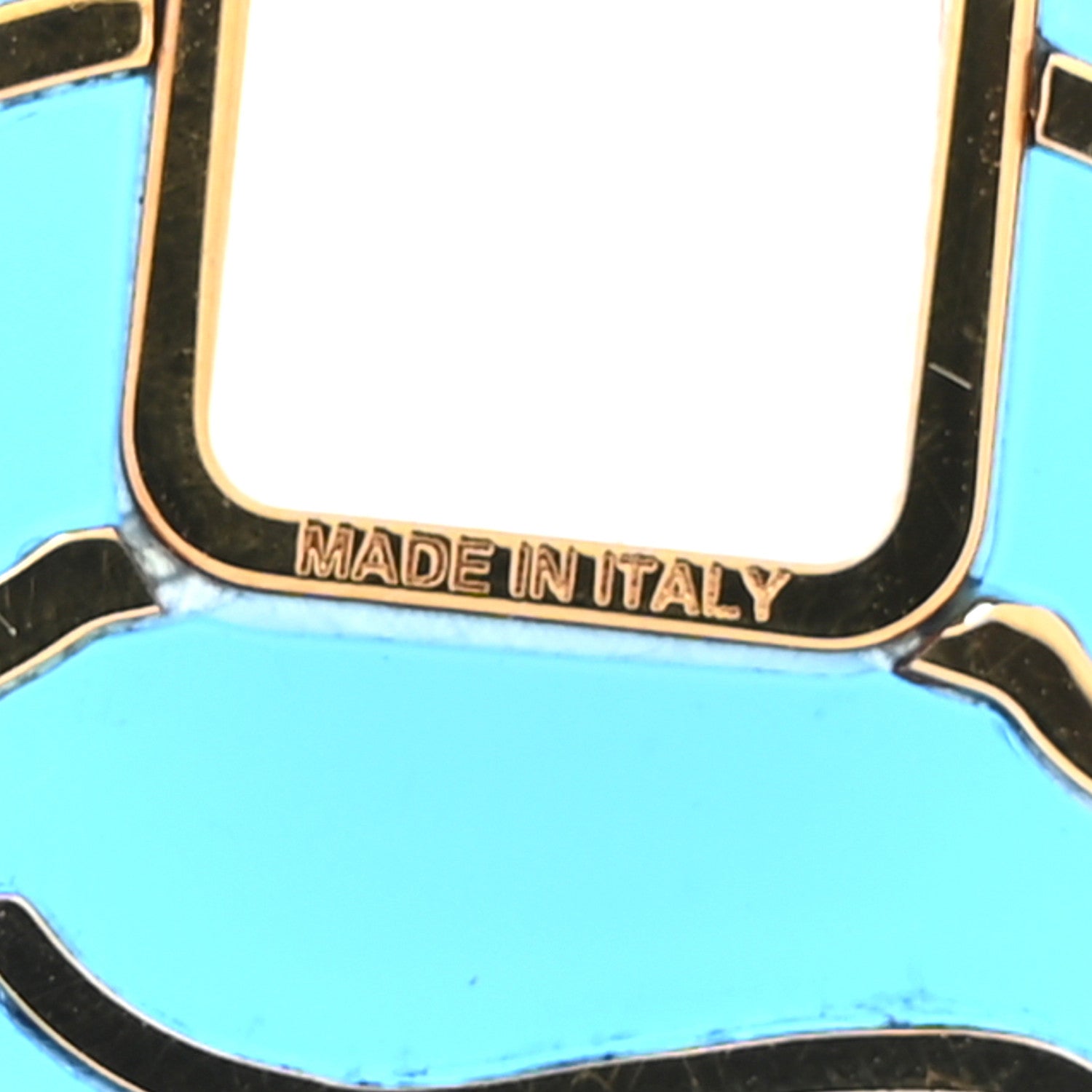 Fendi Metal Enamel Karligraphy Round Earrings Blu Royal Oro Soft 4 of 5