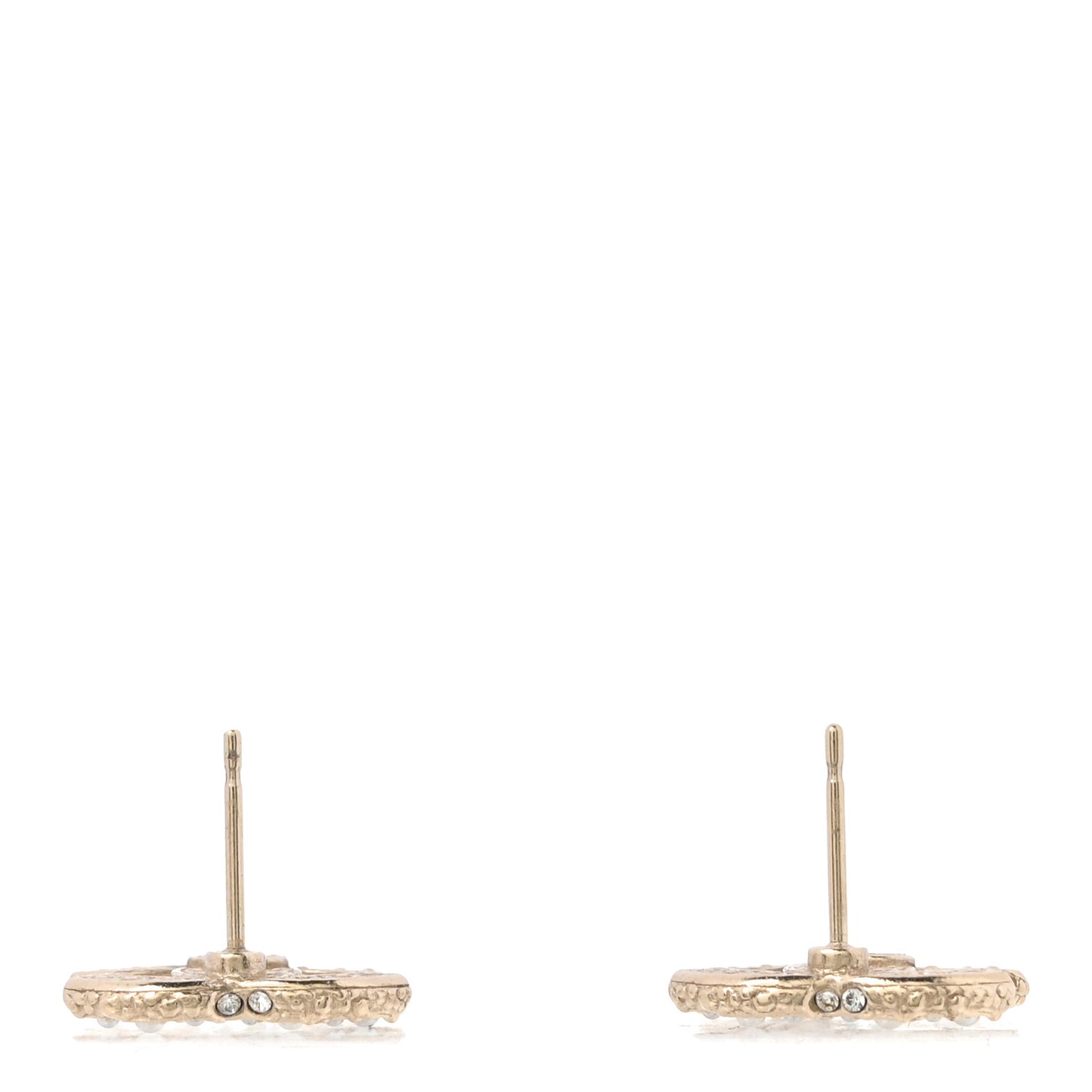 Metal Graduated Pearl Crystal CC Earrings Light Gold