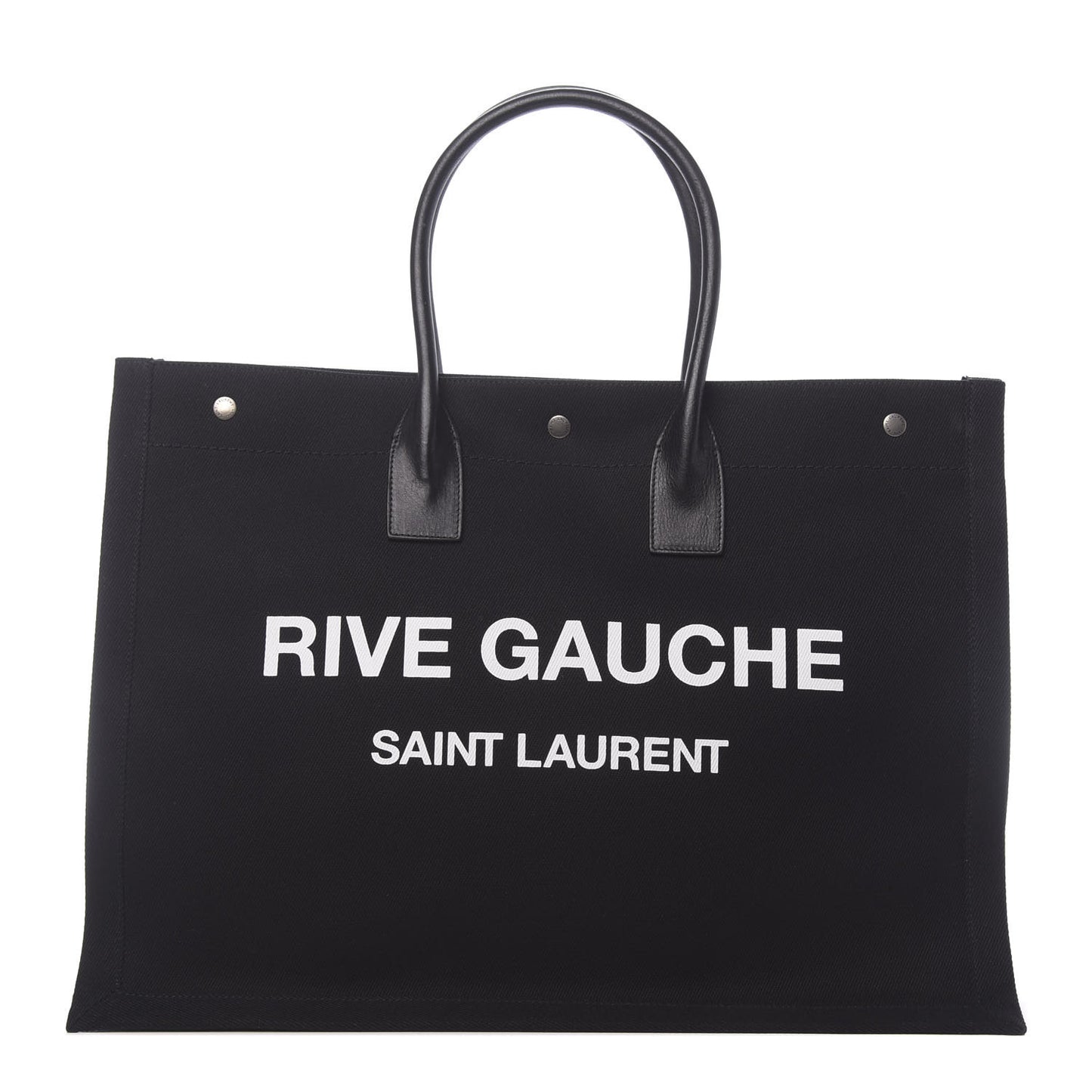 Linen Calfskin Rive Gauche Tote Black