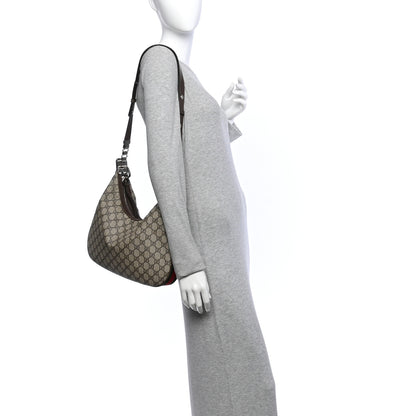 Gucci GG Supreme Monogram Textured Calfskin Web Large Attache Shoulder Bag Beige Ebony New Acero 2 of 11