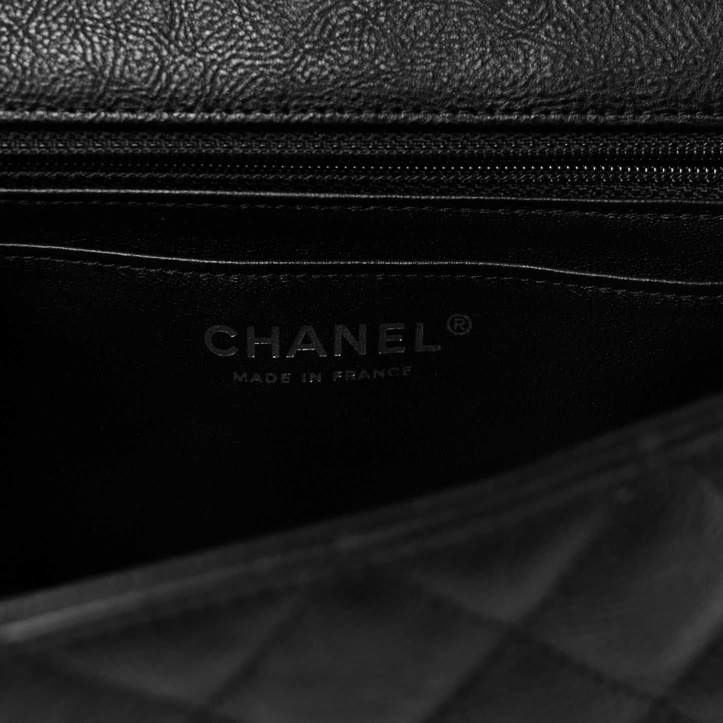 Crumpled Calfskin Quilted Mini Rectangular Flap So Black