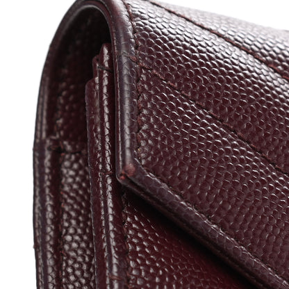 Saint Laurent Grain De Poudre Matelasse Chevron Monogram Flap Wallet Rouge Legion 10 of 12