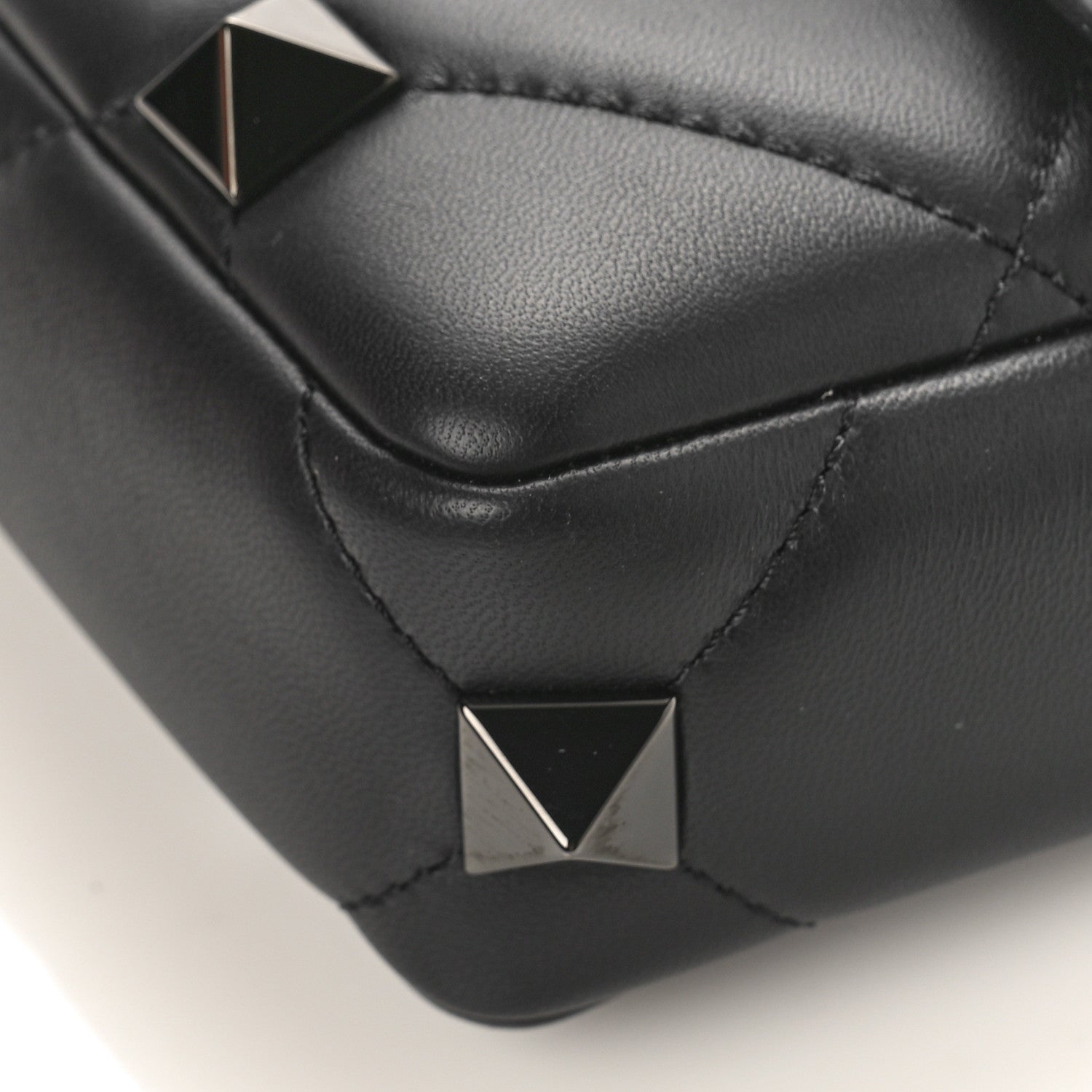 Valentino Garavani Nappa Monochrome Small Roman Stud Shoulder Bag Black 8 of 9