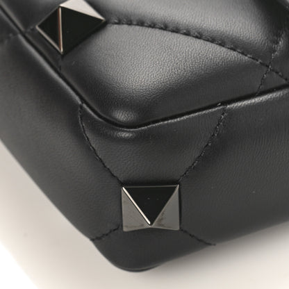 Valentino Garavani Nappa Monochrome Small Roman Stud Shoulder Bag Black 8 of 9