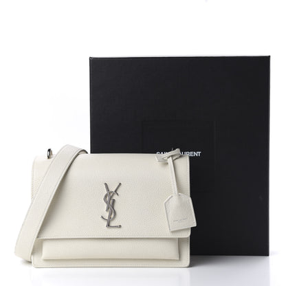 Saint Laurent Calfskin Medium Monogram Sunset Dove White 10 of 10