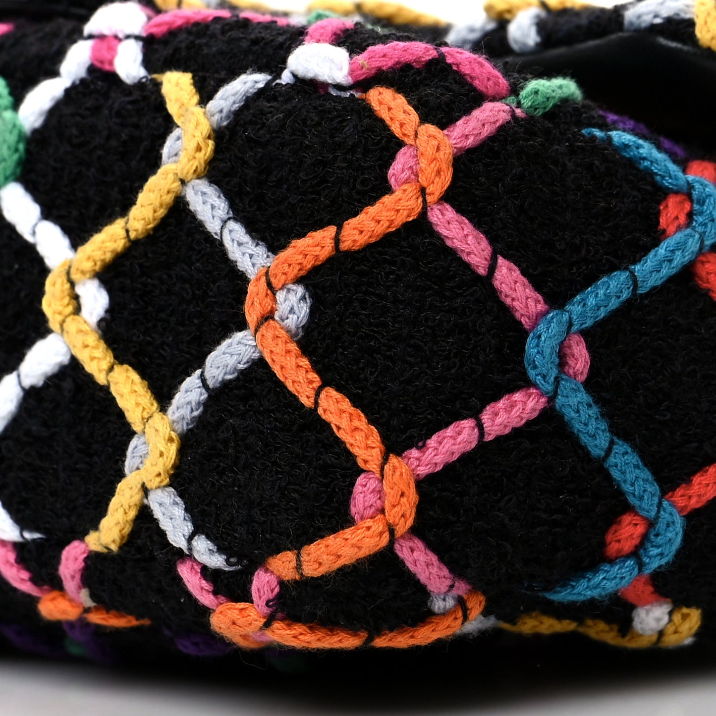 Tweed Diamond Threaded Mini Rectangular Pearl Crush Flap Black Multicolor