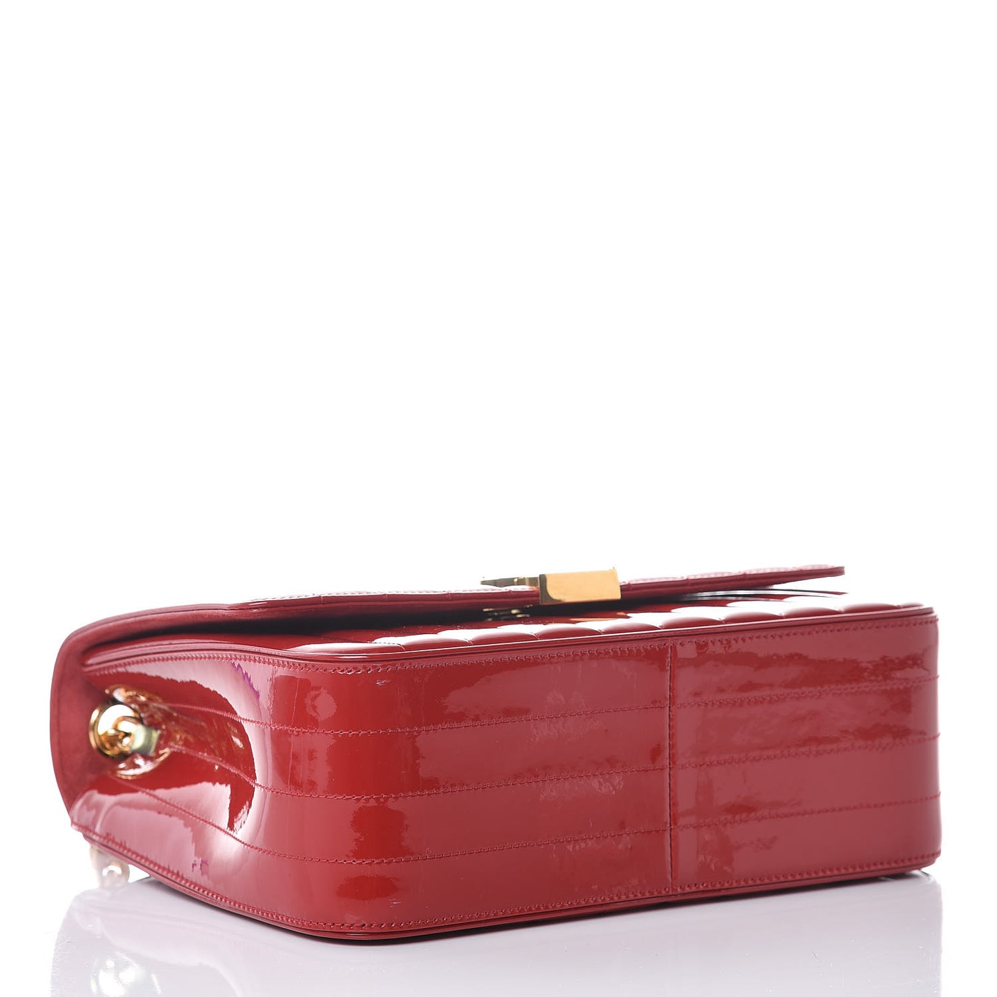 Patent Matelasse Monogram Large Vicky Chain Bag Rouge Eros