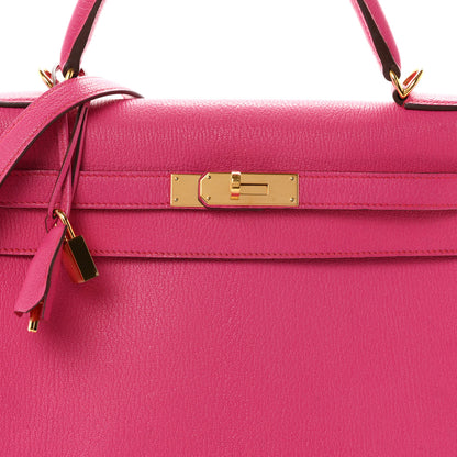 Hermes Chevre Mysore Kelly Retourne 32 Rose Shocking 8 of 11