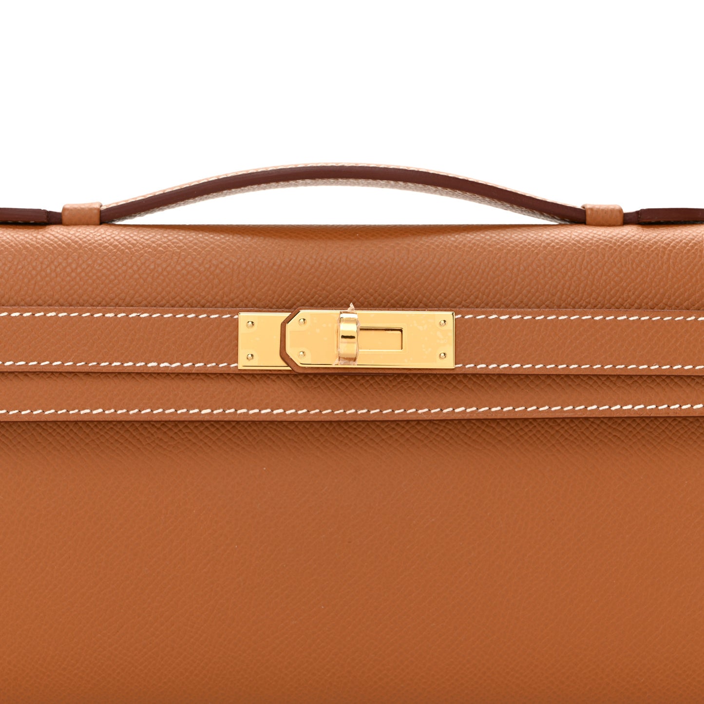 Epsom Kelly Cut Clutch Pochette Gold