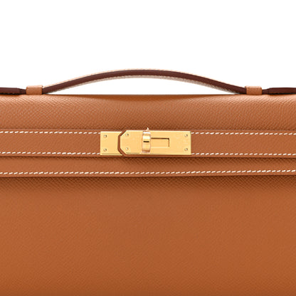 Hermes Epsom Kelly Cut Clutch Pochette Gold 7 of 10