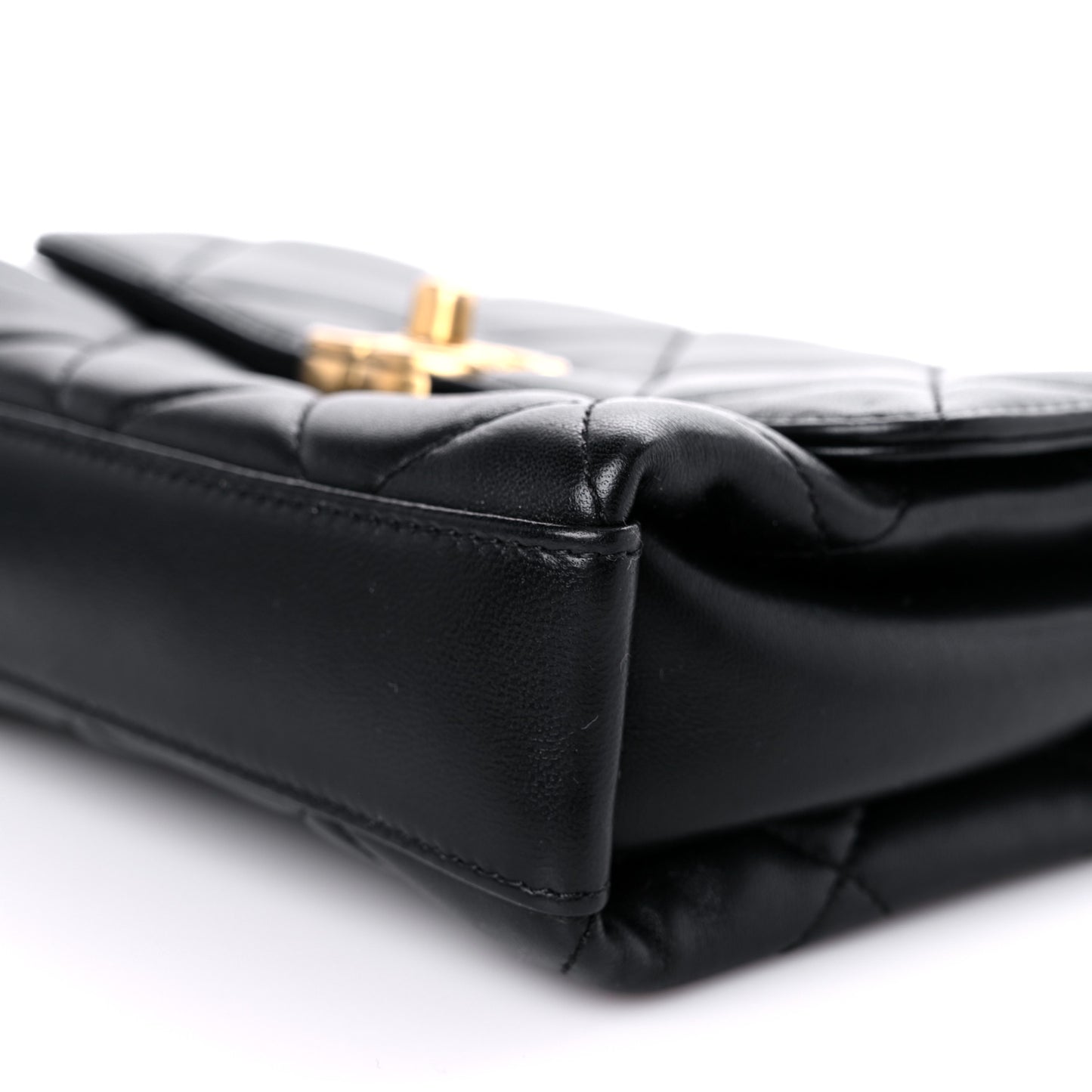 Lambskin Quilted Mini CC Crystal Logo Chain Flap Black