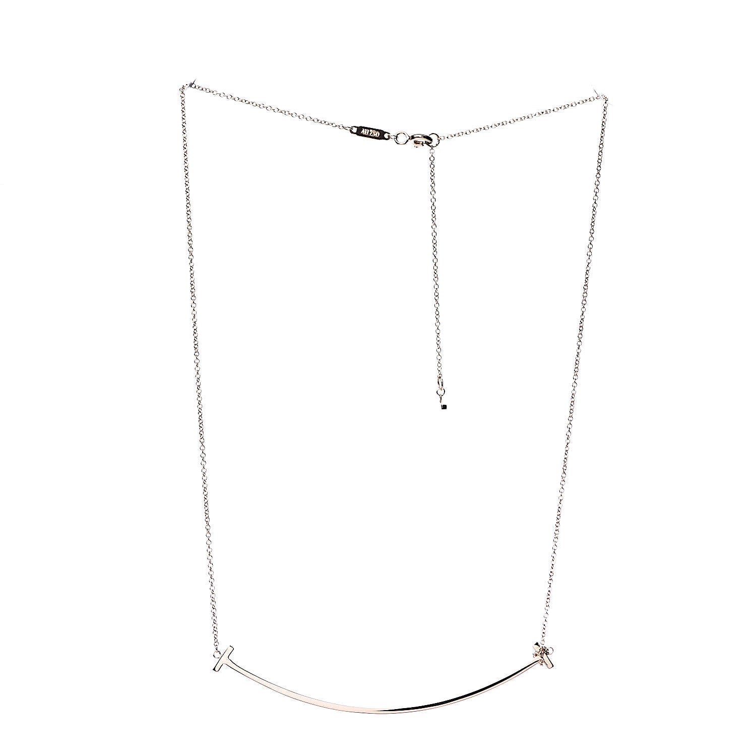 Tiffany 18K Rose Gold T Smile Pendant Necklace 3 of 7