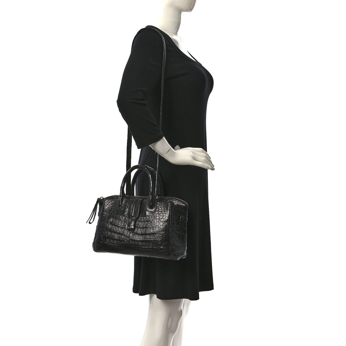 Crocodile Cristina Satchel Black
