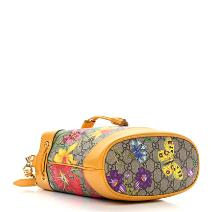 Gucci GG Supreme Monogram Flora Small Ophidia Bucket Bag Beige Multicolor Crop 4 of 11