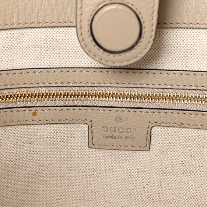 Gucci GG Supreme Monogram Textured Dollar Calfskin Web Medium Ophidia Shopping Tote Beige Mystic White Oatmeal 6 of 11